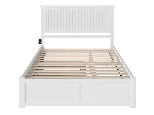 Nantucket Solid Wood King Platform Bed w/Footboard & Twin XL Trundle in White by AFI Furnishing
