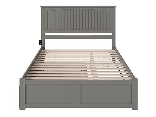 Nantucket Solid Wood King Platform Bed w/Footboard & Twin XL Trundle in Grey by AFI Furnishing