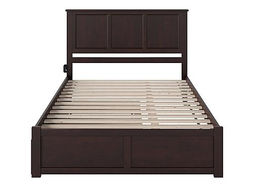 Madison Solid Wood King Platform Bed w/Footboard & Twin XL Trundle in Espresso by AFI Furnishing