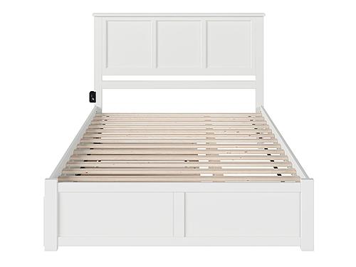Madison Solid Wood King Platform Bed w/Footboard & Twin XL Trundle in White by AFI Furnishing