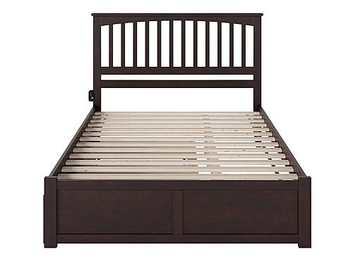 Mission Solid Wood King Platform Bed w/Footboard & Twin XL Trundle in Espresso by AFI Furnishing