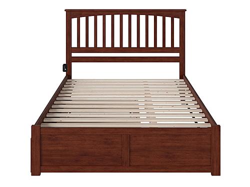 Mission Solid Wood King Platform Bed w/Footboard & Twin XL Trundle in Walnut by AFI Furnishing