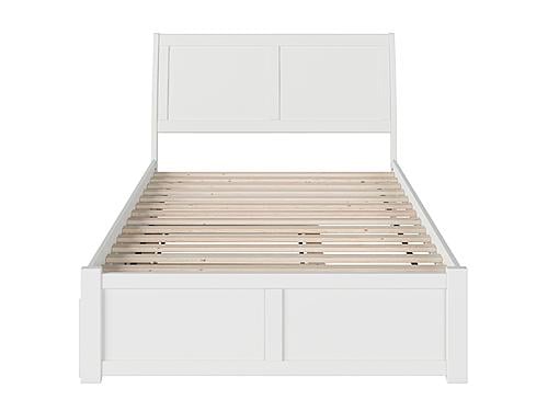 Portland Queen Platform Bed w/Footboard & Twin XL Trundle in White by AFI Furnishing