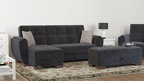Armada Air Lounge Sectional (L+C) 103 Black Microfiber by Casamode