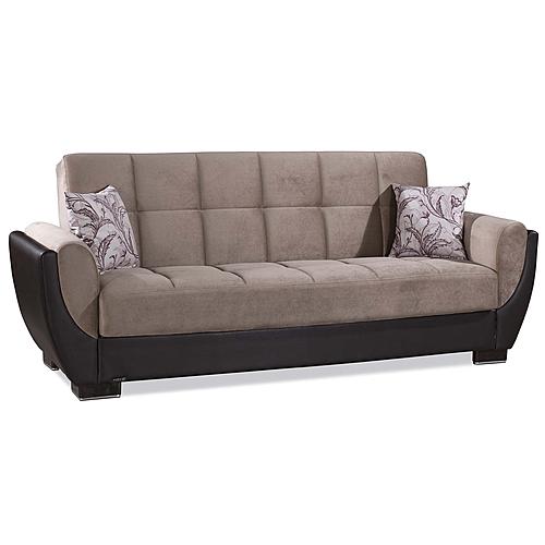 Armada Air Sand/Brown Chenille/PU 109 Sofa Bed by Casamode