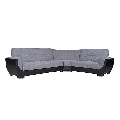 Armada Air Gray/Black 105 Corner Sectional Sofa Sleeper by Casamode