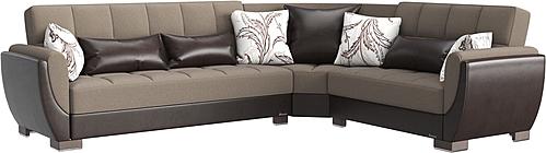 Armada Air Sand/Brown Chenille/PU 109 Corner Sectional Sofa Sleeper by Casamode