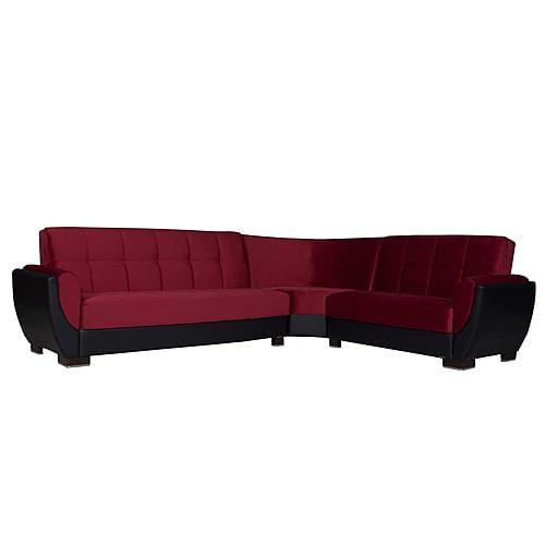 Armada Air Burgundy/Black 110 Corner Sectional Sofa Sleeper by Casamode