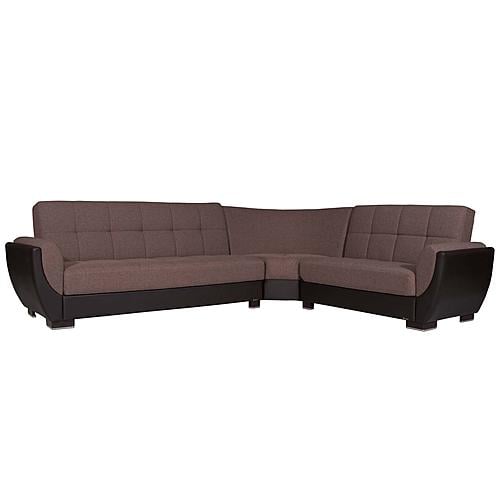 Armada Air Brown Chenille/PU 114 Corner Sectional Sofa Sleeper by Casamode