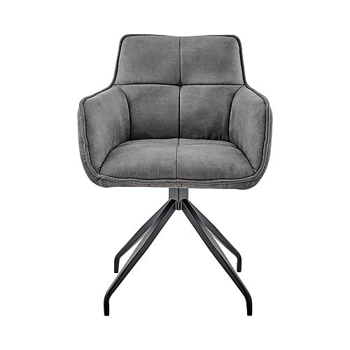 Noah Dining Room Accent Chair in Charcoal Fabric & Black Metal Legs by Armen Living