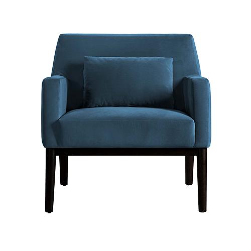Oliver Blue Velvet Modern Accent Chair w/Wood Legs by Armen Living