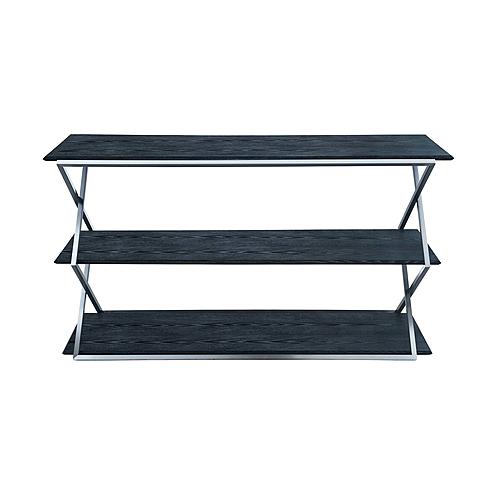 Westlake 3-Tier Black Console Table w/Brushed Stainless Steel Frame by Armen Living