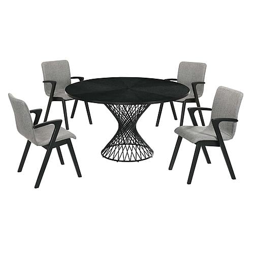 Cirque and Varde 5 Piece Black Round Dining Set by Armen Living