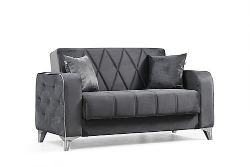 Efes Gray Velvet Loveseat by Alpha Furniture