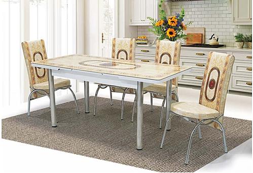 T/0041 Light Beige Glass Dining Table by Alpha Furniture