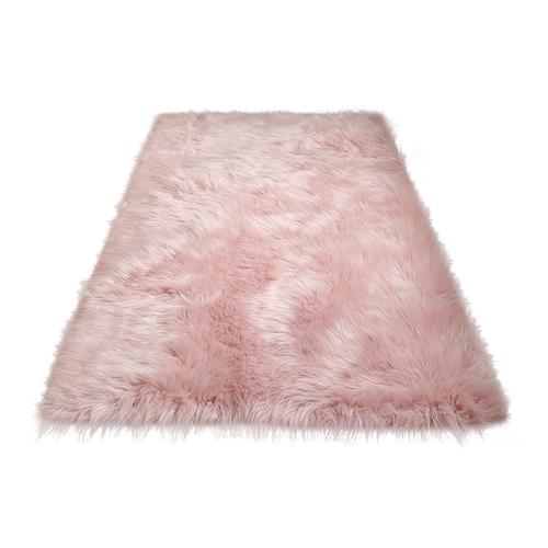 Cozy Collection Ultra Soft Fluffy Faux Fur Sheepskin Area Rug Pink by Amazing Rugs