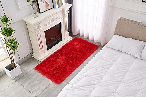 Cozy Collection Ultra Soft Fluffy Faux Fur Sheepskin Area Rug Red by Amazing Rugs