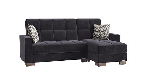 Armada Classic Lounge Sectional (L+C) 3 Microfiber Black by Casamode