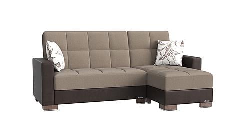 Armada Classic Sand/Brown 9 Sectional Sofa Sleeper by Casamode