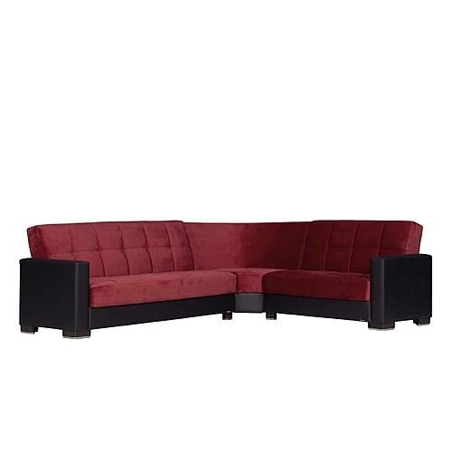 Armada Classic Burgundy/Black 10 Corner Sectional Sofa Sleeper by Casamode