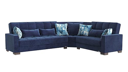 Armada Classic Sectional (S+L+W) 4 Microfiber Blue by Casamode