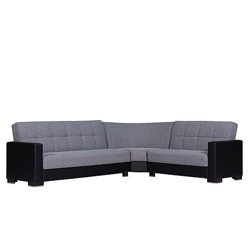 Armada Classic Gray/Black 5 Corner Sectional Sofa Sleeper by Casamode