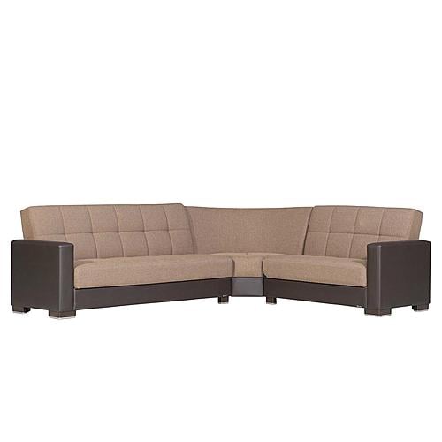 Armada Classic Sand/Brown 9 Corner Sectional Sofa Sleeper by Casamode