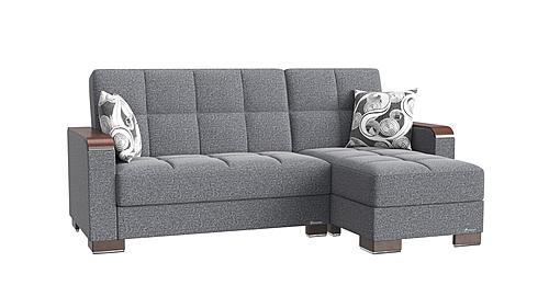 Armada X Gray/Black 305 Sectional Sofa Sleeper by Casamode