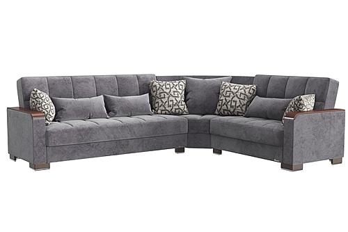 Armada X Sectional (S+L+W) 301 Microfiber Gray by Casamode