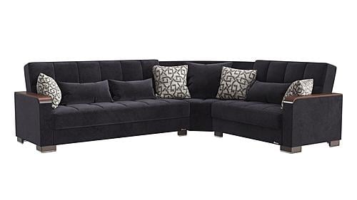 Armada X Sectional (S+L+W) 303 Black Microfiber by Casamode