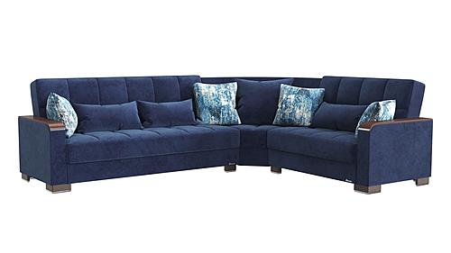 Armada X Sectional (S+L+W) 304 Microfiber Blue by Casamode