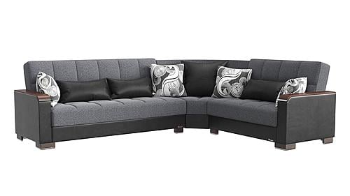 Armada X Gray/Black 305 Corner Sectional Sofa Sleeper by Casamode