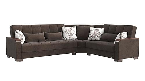 Armada X Sectional (S+L+W) 308 Brown Microfiber by Casamode