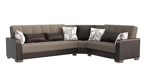 Armada X Sand/Dark Brown 309 Corner Sectional Sofa Sleeper by Casamode