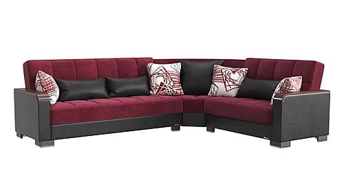Armada X Burgundy/Black 310 Corner Sectional Sofa Sleeper by Casamode