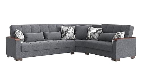 Armada X Gray Fabric 313 Corner Sectional Sofa Sleeper by Casamode