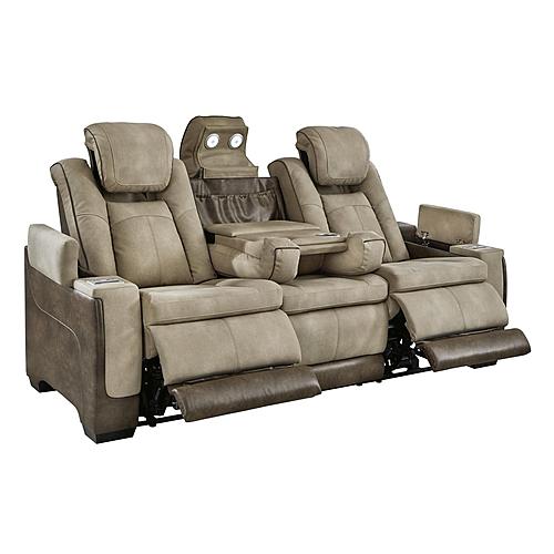 Next-Gen DuraPella Performance Fabric Dual Power Reclining Sofa - Two-Tone Sand by Ashley Furniture