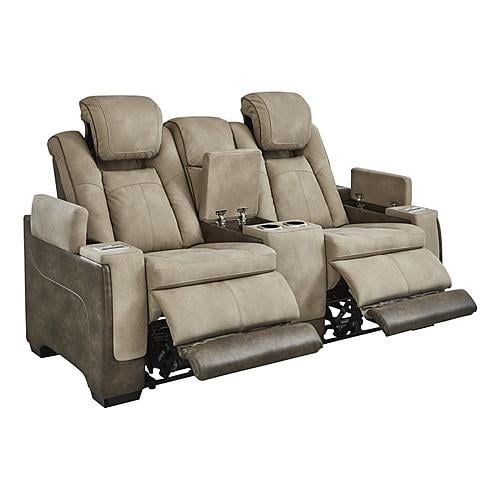 Next-Gen DuraPella Performance Fabric Dual Power Reclining Loveseat w/Console - Two-Tone Sand by Ashley Furniture