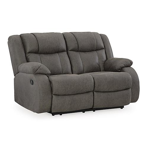 First Base Manual Reclining Loveseat - Gunmetal by Ashley Furniture
