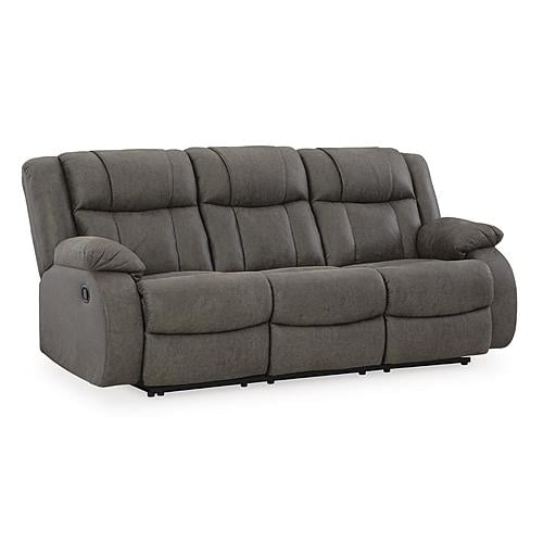 First Base Manual Reclining Sofa - Gunmetal by Ashley Furniture