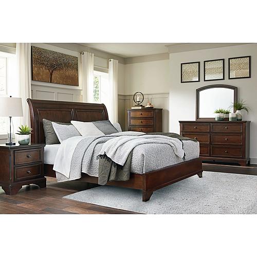 Brookbauer Dark Cherry - King Sleigh Bedroom Set by Ashley Furniture