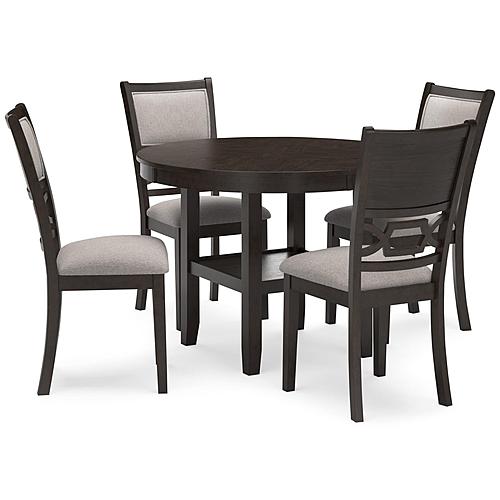 Langwest Brown Dining Table & 4 Upholstered Chairs by Ashley Furniture