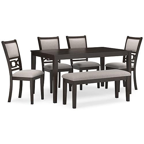 Langwest Cherry Dining Table & 4 Dining Chairs, Bench Set by Ashley Furniture