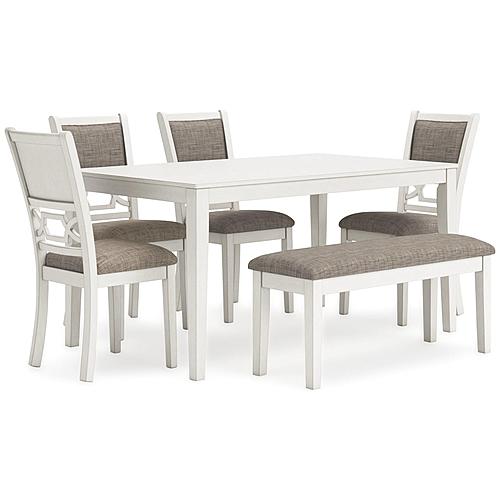 Erinberg Antique White Dining Table & Dining 4 Chairs , Bench Set by Ashley Furniture