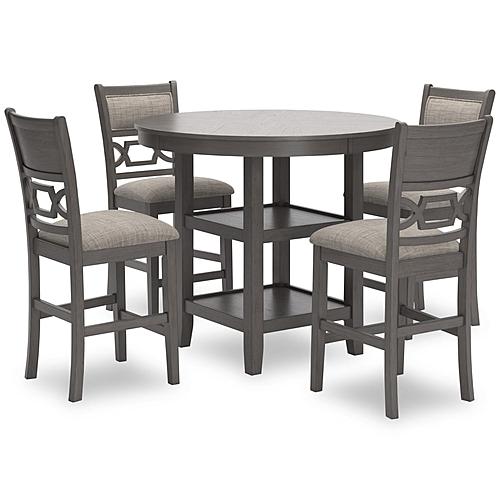 Wrenning Gray Counter Height Dining Table & 4 Barstools Set by Ashley Furniture