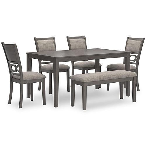 Wrenning Gray Dining Table & 4 Upholstered Chairs, Bench Set by Ashley Furniture