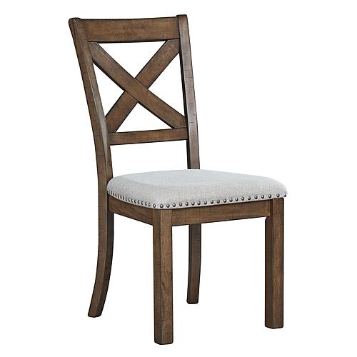 Moriville Dark Brown X Back Dining Upholstered Side Chair (Set of 2) by Ashley Furniture