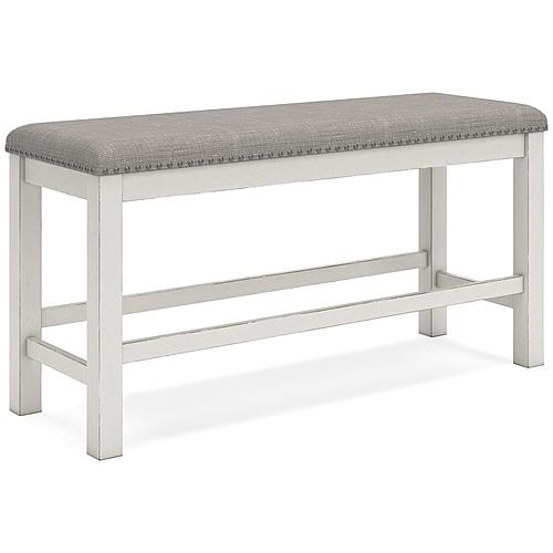 Robbinsdale Double Counter Upholstered Bench - Antique White by Ashley Furniture