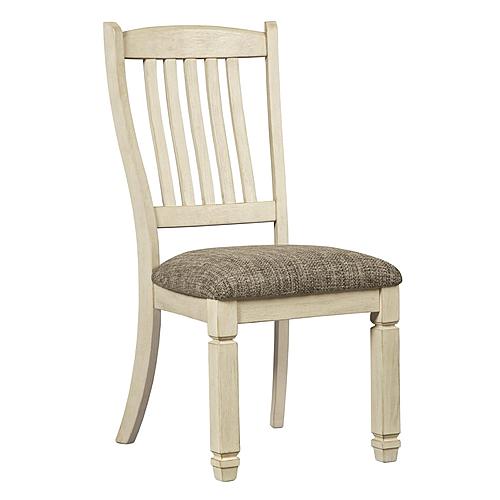 Bolanburg Antiqued White Rake Back Upholstered Dining Chair (Set of 2) by Ashley Furniture