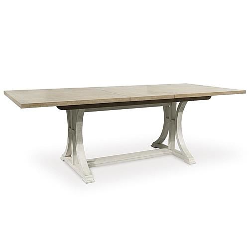Shaybrock Antique White/Brown Rectangular Dining Extension Table w/Trestle Base by Ashley Furniture